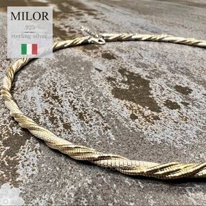 MILOR Vintage 2-Tone Gold Silver 925 Sterling Silver Rope Necklace 18” Italy EVC